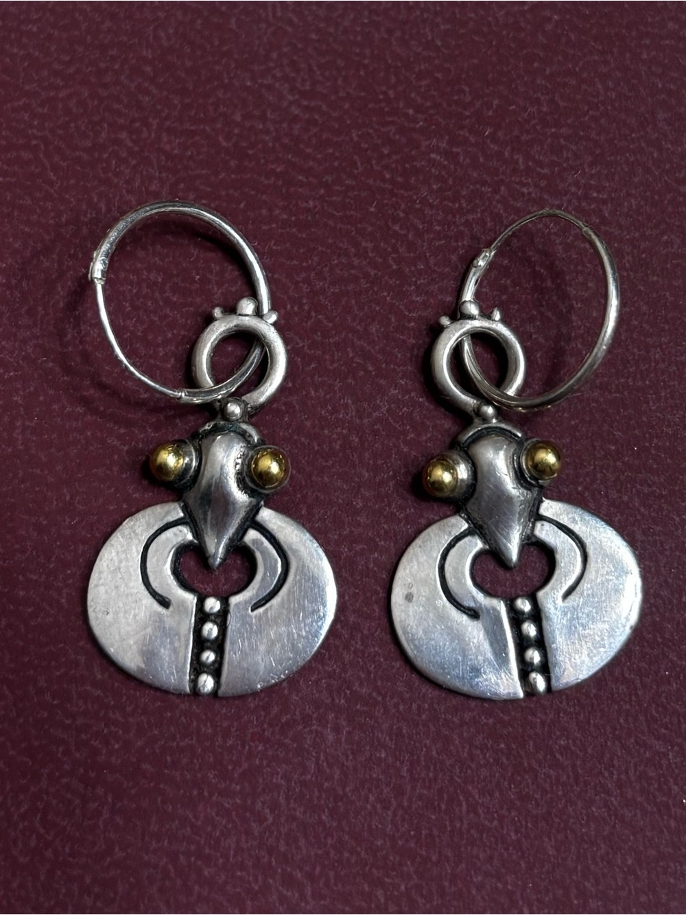 Sterling Silver Two-Tone Drop Earrings
